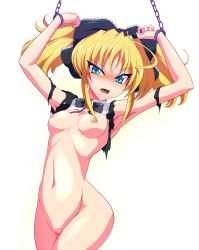 Rule 34 | 1girl, absurdres, blonde hair, blue eyes, bound, breasts, chain, clam curry, cleft of venus, high school dxd, highres, mittelt, nude, pussy