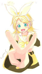 Rule 34 | 1girl, blonde hair, cyprus, foreshortening, kagamine rin, solo, v, vocaloid