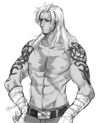 Rule 34 | 1boy, abs, beowulf (fate), fate/grand order, fate (series), jun bw, male focus, muscular, scar, topless male, smile, solo, tagme, tattoo