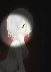 Rule 34 | bad id, bad pixiv id, glowing, glowing eyes, left 4 dead, short hair, solo, tears, white hair, witch (left4dead), yellow eyes, zombie