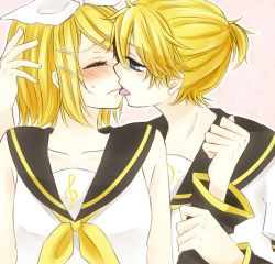 Rule 34 | 1boy, 1girl, aqua eyes, blonde hair, blue eyes, blush, brother and sister, hand on another&#039;s head, hetero, holding another&#039;s wrist, incest, kagamine len, kagamine rin, short hair, siblings, tears, tongue, twincest, twins, vocaloid