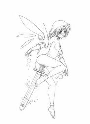 Rule 34 | 1girl, anklet, anus, ass, barefoot, blush, breasts, censored, choker, circlet, detached wings, fairy, feet, female masturbation, full body, graphite (medium), greyscale, harumachi nagaaki, jewelry, masturbation, monochrome, nipples, nude, object insertion, open mouth, original, pointy ears, pussy, short hair, simple background, small breasts, smile, soles, solo, sword, toes, traditional media, vaginal, vaginal object insertion, weapon, weapon insertion, white background, wings