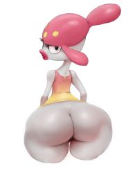 Rule 34 | 1girl, ass, black eyes, bottomless, creatures (company), game freak, gen 3 pokemon, huge ass, lips, looking back, medicham, nintendo, pokemon, pokemon (creature), solo, sunibee, thick lips, thick thighs, thighs, third-party edit