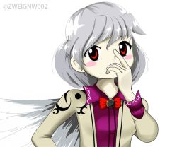 Rule 34 | 1girl, animated, animated gif, artist name, expressions, kisaragi zwei, kishin sagume, looking at viewer, one wing, parody, red eyes, short hair, simple background, style parody, tagme, touhou, white background, white hair, zweignw002