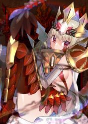 Rule 34 | 1girl, absurdres, armored legwear, blonde hair, braid, breasts, chalice, criss-cross halter, crown, cup, dragon claw, dragon tail, elbow gloves, facial mark, fate/grand order, fate (series), french braid, gloves, halterneck, highres, holding, holding cup, kuzuno ha, looking at viewer, medium breasts, nero claudius (fate), nero claudius (fate) (all), open clothes, panties, queen draco (fate), queen draco (second ascension) (fate), red background, red eyes, red panties, red ribbon, red thighhighs, revealing clothes, ribbon, robe, scales, sideboob, sitting, solo, tail, thighhighs, thighs, underwear, white gemstone, white gloves, white robe