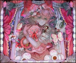 Rule 34 | 1girl, absurdres, blood, bug, butterfly, crying, crying with eyes open, dog, frills, green eyes, guro, highres, holding organ, insect, intestines, long hair, looking at viewer, lying, mouth hold, organs, original, pink butterfly, pink hair, pink theme, see-through, see-through sleeves, short hair, solo, tears, transparent gloves, weibo 7462485061