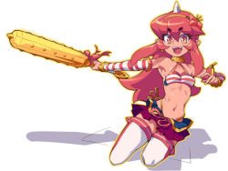 Rule 34 | 1girl, armpits, bikini, bikini top only, bow, breasts, club, club (weapon), commentary request, detached sleeves, fang, flower, full body, hair between eyes, hair flower, hair ornament, hairband, highleg, highleg bikini, highleg swimsuit, holding, holding weapon, horns, jewelry, kanabou, kneeling, long hair, looking at viewer, metata, navel, open mouth, orange eyes, original, pointy ears, red hair, side-tie bikini bottom, simple background, single horn, slit pupils, small breasts, smile, solo, spiked club, striped bikini, striped clothes, swimsuit, thighhighs, weapon, white background, zettai ryouiki