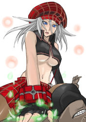 Rule 34 | 10s, 1girl, alisa ilinichina amiella, blue eyes, boots, breasts, fingerless gloves, flapper shirt, gloves, god eater, god eater burst, hat, large breasts, navel, pantyhose, shirt, sketch, skirt, solo, suspender skirt, suspenders, tetsu (kimuchi), thigh boots, thighhighs, underboob, white hair