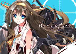 Rule 34 | 10s, 1girl, blue eyes, brown hair, cannon, hair ornament, japanese clothes, kantai collection, kongou (kancolle), long hair, looking at viewer, machinery, personification, shirokitsune, smile, solo, very long hair