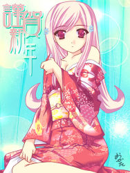 Rule 34 | 00s, japanese clothes, kimono, long hair, lucy maria misora, pink hair, red eyes, solo, to heart (series), to heart 2