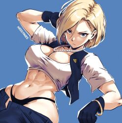 Rule 34 | android 18, blonde hair, breasts, dragon ball, dragonball z, jewelry, large breasts, missfaves, necklace, solo