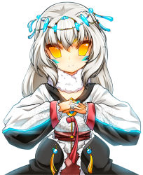 Rule 34 | 1girl, bad id, bad pixiv id, circlet, dress, elsword, eve (elsword), gem, jewelry, light smile, long hair, long sleeves, poseich, ring, solo, white background, white hair, yellow eyes