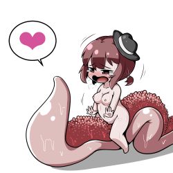 Rule 34 | 1girl, ass, blush, breasts, brown hair, hat, nude, open mouth, tagme, tears, tentacle sex, tentacles, yufutwun
