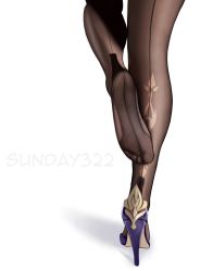 Rule 34 | 1girl, absurdres, artist name, black pantyhose, feet, feet up, foot focus, genshin impact, high heels, highres, keqing (genshin impact), keqing (opulent splendor) (genshin impact), legs, lower body, no shoes, pantyhose, simple background, soles, sunday322, toes, white background