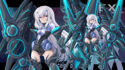 Rule 34 | 1girl, alice gear aegis, armor, blue armor, breasts, cameltoe, dual wielding, melusine (fate), fate/grand order, fate (series), faulds, full body, gluteal fold, holding, long hair, looking at viewer, mecha musume, mechanical legs, mechanical wings, moto (hiigarimisa), purple eyes, sidelocks, small breasts, solo, standing, thighs, white hair, wings, zoom layer