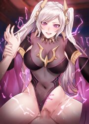 Rule 34 | 1boy, 1girl, armlet, breasts, censored, commission, commissioner upload, cowgirl position, electricity, fire emblem, fire emblem awakening, fire emblem cipher, fire emblem heroes, glowing, grima (fire emblem), headpiece, hetero, highres, holding another&#039;s wrist, jewelry, large breasts, necklace, nintendo, non-web source, official alternate costume, open mouth, pale skin, purple eyes, robin (female) (fell tactician) (fire emblem), robin (female) (fire emblem), robin (fire emblem), see-through, sex, skeb commission, solo focus, straddling, twintails, vaginal, variant set, white hair, yuli (yulipo)