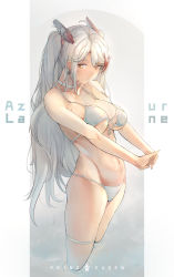Rule 34 | 1girl, absurdres, anchor symbol, antenna hair, azur lane, bikini, blush, breasts, brown eyes, character name, choker, cross, cross earrings, earrings, food, groin, headgear, highres, iron cross, jewelry, large breasts, long hair, looking at viewer, mole, mole on breast, mouth hold, multicolored hair, navel, own hands together, popsicle, prinz eugen (azur lane), ribbon, side-tie bikini bottom, silver bikini, silver hair, solo, stomach, streaked hair, swept bangs, swimsuit, tan, thigh strap, thighs, two side up, very long hair, wading, white choker, yusha m