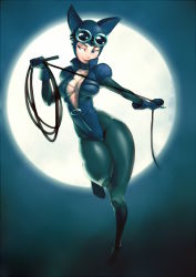 Rule 34 | 1girl, animal ears, ass, batman (series), belt, black hair, blue eyes, bodysuit, boots, breasts, cat ears, catsuit, catwoman, cleavage, cleavage cutout, clothing cutout, dc comics, fake animal ears, full body, full moon, gloves, goggles, goggles on head, high heels, hip focus, hood, huge ass, koi drake, large breasts, latex, moon, narrow waist, no bra, open clothes, platform footwear, selina kyle, shoes, simple background, skin tight, smile, solo, standing, standing on one leg, strap, teeth, thick thighs, thighs, unzipped, weapon, whip, wide hips, zipper