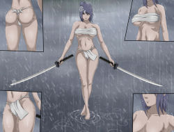 Rule 34 | 1girl, absurdres, ass, barefoot, covered breasts, highres, holding, holding sword, holding weapon, konan (naruto), naruto, naruto (series), neeba, solo, sword, tagme, walking, weapon