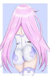 Rule 34 | 1girl, ass, elbow gloves, from behind, gloves, highres, leotard, long hair, neptune (series), pink hair, purple sister, shiny clothes, shiny skin, solo, stiris rangetsu, thick thighs, thighhighs, thighs, very long hair