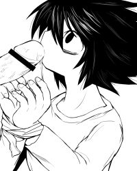 Rule 34 | black hair, death note, erection, highres, l (death note), penis, tagme, yaoi
