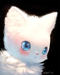 Rule 34 | animal focus, bad id, bad pixiv id, black background, blue sailor collar, blush, cat, commentary request, highres, manino (mofuritaionaka), no humans, original, sailor collar, signature, simple background, sparkling eyes, white cat