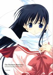 Rule 34 | 00s, black hair, blue eyes, kusakabe yuuki (to heart 2), long hair, scarf, school uniform, smile, solo, to heart (series), to heart 2