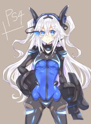 Rule 34 | + +, 10s, 1girl, bad id, bad pixiv id, black heart (neptunia), blue eyes, blush, bodysuit, breasts, cameltoe, covered erect nipples, cowboy shot, grey background, hair between eyes, hand on own hip, head-mounted display, headgear, hinano, impossible bodysuit, impossible clothes, light smile, long hair, looking at viewer, magical girl, medium breasts, neon trim, neptune (series), next black, nipples, noire (neptunia), scouter, shin jigen game neptune vii, simple background, skin tight, smile, solo, symbol-shaped pupils, turtleneck, two side up, very long hair, wavy hair, white hair