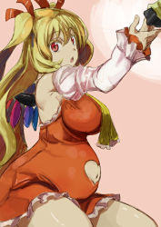 Rule 34 | 2girls, adapted costume, aged up, alternate hairstyle, blonde hair, breasts, clothing cutout, flandre scarlet, hair ribbon, heart cutout, holding hands, komeiji koishi, large breasts, long hair, looking at viewer, multiple girls, navel, navel cutout, open mouth, out of frame, outstretched arm, pregnant, red eyes, ribbon, sitting, solo focus, thick thighs, thighs, touhou, twintails, wings, yohane