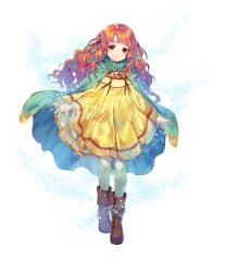 Rule 34 | 1girl, boots, bow, cape, child, curly hair, dress, fire emblem, fire emblem: radiant dawn, fire emblem heroes, full body, hair ornament, highres, long hair, miwabe sakura, nintendo, official art, orange hair, red eyes, solo, sparkle, transparent background, yune (fire emblem)