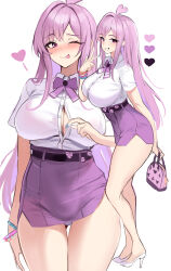Rule 34 | 1girl, ;p, absurdres, ahoge, bag, belt, bracelet, breasts, cleavage, full body, gyaru, heart, heart ahoge, highres, jewelry, large breasts, long hair, nail polish, one eye closed, original, pencil skirt, pink eyes, pink hair, shirt, simple background, sketch, skirt, solo, stone (ksorede), tongue, tongue out, undressing, v, white background, white shirt