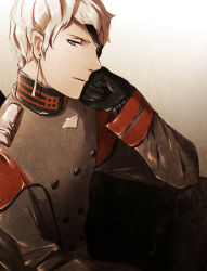 Rule 34 | 10s, 1boy, earrings, eyepatch, gloves, jewelry, last exile, last exile: gin&#039;yoku no fam, luscinia hafez, male focus, military, military uniform, rehito, solo, uniform, white hair