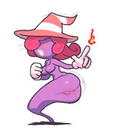 Rule 34 | 1girl, anus, ass, breasts, cleft of venus, colored skin, ghost, gloves, hat, mario (series), nintendo, noill, oekaki, paper mario, pink hair, purple skin, pussy, source request, super mario bros. 1, uncensored, vivian (paper mario), witch hat