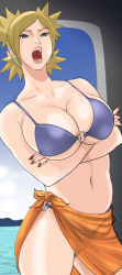 Rule 34 | 1girl, bikini, blonde hair, breasts, highres, large breasts, naruto (series), swimsuit, temari (naruto)