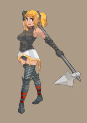 Rule 34 | 1girl, absurdres, agrias oaks, blonde hair, breasts, brown eyes, class change, fgz, final fantasy, final fantasy tactics, gloves, highres, large breasts, long hair, pantyhose, solo, thighhighs, vagrant story, weapon