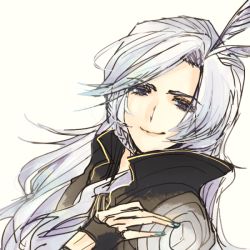 Rule 34 | 00s, 1boy, androgynous, feathers, final fantasy, final fantasy ix, fingerless gloves, gloves, kuja, long hair, looking at viewer, male focus, nail polish, simple background, smile, solo, square enix, white background, white hair, yadoso