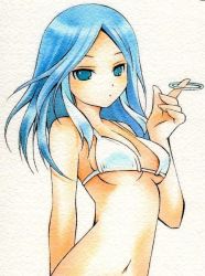 Rule 34 | bikini, blue eyes, blue hair, breasts, inazuma eleven, inazuma eleven (series), swimsuit, urubida, yagami reina