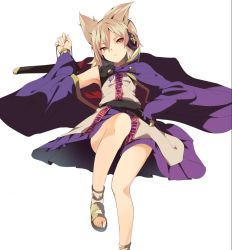 Rule 34 | 1girl, anklet, armpits, bad id, bad twitter id, blush, bracelet, brown eyes, cape, commentary request, earmuffs, hair between eyes, hand on own hip, hasebe yuusaku, jewelry, light brown hair, looking at viewer, parted lips, pointy hair, purple cape, purple skirt, revision, sash, shirt, short hair, simple background, skirt, sleeveless, sleeveless shirt, solo, touhou, toyosatomimi no miko, white background