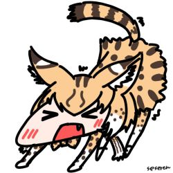 Rule 34 | &gt; &lt;, 1girl, animal ears, animated, animated gif, kemono friends, lowres, open mouth, serval (kemono friends), serval ears, serval tail, seseren, stretching, tail