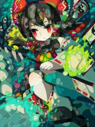 Rule 34 | 1girl, abstract, bad id, bad pixiv id, bow, branch, bubble, detached sleeves, female focus, flower, frills, gohei, hakurei reimu, japanese clothes, miko, multicolor, red eyes, solo, tadano shiroko, touhou, yin yang