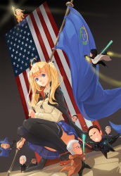 Rule 34 | ahoge, aircraft, airplane, american flag, android, antennae, armor, ben carson, bernie sanders, black hair, blonde hair, blue skirt, blunt bangs, bow, bowtie, brown hair, cape, chibi, colorized, donald trump, energy sword, flying, formal, glasses, hair ribbon, harry reid, hat, highres, hillary clinton, jeb bush, jedi, john kasich, kantai collection, lightsaber, looking at viewer, marco rubio, necktie, pacific (kancolle), parody, plate armor, pleated skirt, real life, ribbon, robe, sima naoteng, skirt, staff, star wars, suit, sword, tassel, ted cruz, thighhighs, twintails, uss nevada (bb-36), weapon, white hair, witch hat, zettai ryouiki