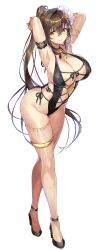 Rule 34 | 1girl, absurdres, alternate costume, anklet, apron, armlet, armpits, arms behind head, ass, bad id, bad twitter id, bangle, beach, bell, black choker, black footwear, black one-piece swimsuit, blush, bracelet, braid, breasts, brown eyes, brown hair, choker, cleavage, closed mouth, cloud, collarbone, commentary, commentary request, covered erect nipples, crossed bangs, crossed legs, flower, full body, groin, hair between eyes, hair flower, hair ornament, half-closed eyes, high heels, highres, huge breasts, jewelry, jingle bell, kanpani girls, leaning forward, legs together, long hair, looking at viewer, mole, mole under eye, neck bell, necklace, one-piece swimsuit, panties, ponytail, sand, see-through, senri gan, shirayuri sakura, sidelocks, simple background, single braid, skindentation, smile, solo, sparkle, standing, swimsuit, tareme, thigh strap, thighs, underwear, very long hair, watson cross, wet, white background