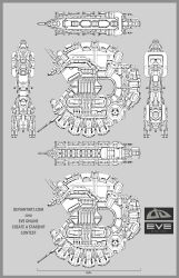 Rule 34 | absurdres, battleship (eve online), blueprint (medium), character sheet, commentary, concept art, copyright name, dated, eve online, from side, greyscale, highres, lineart, logo, machinery, military vehicle, monochrome, multiple views, original, science fiction, simple background, spacecraft, spaceship, tomacmuni, vehicle focus