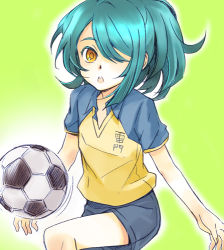 Rule 34 | 1boy, ball, blue eyes, blue hair, bouncing, hair over one eye, inazuma eleven, inazuma eleven (series), lowres, male focus, soccer ball, solo, trap