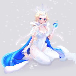 Rule 34 | 10s, 1girl, 2014, alternate costume, alternate hair length, alternate hairstyle, apple, bad id, bad pixiv id, bandi, bare shoulders, blonde hair, blue eyes, cape, crown, dated, disney, earrings, elbow gloves, elsa (frozen), eyeshadow, food, frozen, frozen (disney), fruit, full body, garter straps, gloves, jewelry, lingerie, long hair, makeup, olaf (frozen), punch (bandi), queen, see-through, signature, sitting, snow, solo, thighhighs, thighs, underwear, very long hair, white gloves, white theme, white thighhighs