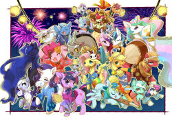 Rule 34 | angel (my little pony), animal, animal focus, apple bloom, applejack, big macintosh, bonbon (my little pony), border, princess cadance, princess celestia, clothed animal, cloudchaser, commentary request, derpy hooves, discord (my little pony), everyone, fireworks, flitter, fluttershy, gilda (my little pony), griffin, happy, holding, horns, lantern, princess luna, lyra heartstrings, my little pony, my little pony: friendship is magic, night, no humans, original, philomena (my little pony), pinkie pie, rainbow dash, rarity (my little pony), scootaloo, shining armor, single horn, sky, smile, snowdrop (silly filly studios), spitfire (my little pony), standing, summer festival, sweetie belle, trixie lulamoon, twilight sparkle, white border, yoo oona