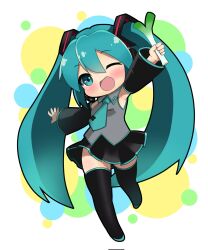 Rule 34 | 1girl, :d, arm up, armpits, black footwear, black skirt, black sleeves, blue eyes, blue hair, blue necktie, blush, boots, breasts, commentary request, detached sleeves, food, full body, grey shirt, hair between eyes, hair ornament, hatsune miku, highres, holding, holding food, holding spring onion, holding vegetable, long hair, looking at viewer, mattyakinako (odango imomushi), medium bangs, miniskirt, necktie, one eye closed, open mouth, pleated skirt, shirt, skirt, sleeveless, sleeveless shirt, small breasts, smile, solo, spring onion, thigh boots, twintails, vegetable, very long hair, vocaloid, white background