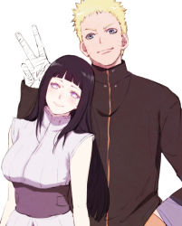 Rule 34 | &gt;:), 1boy, 1girl, arms at sides, bad id, bad pixiv id, bandaged arm, bandaged hand, bandages, black hair, blonde hair, blue eyes, blunt bangs, blush, breasts, closed mouth, couple, hand on own hip, hand up, head tilt, height difference, hime cut, hyuuga hinata, large breasts, light smile, lipstick, long hair, long sleeves, looking at viewer, makeup, md5 mismatch, naruto: the last, naruto (series), purple hair, resolution mismatch, short hair, simple background, sleeveless, smile, smirk, soda (wilkinsontansan), spiked hair, turtleneck, underbust, upper body, uzumaki naruto, v, v-shaped eyebrows, very long hair, white eyes