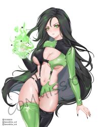Rule 34 | 1girl, absurdres, breasts, green eyes, highres, kim possible (series), large breasts, long hair, revealing clothes, shego, solo