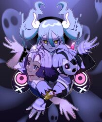 Rule 34 | 1boy, 2girls, acerola (pokemon), ahoge, allister (pokemon), armlet, black hair, bright pupils, closed mouth, collared shirt, commentary request, creatures (company), dress, eyelashes, floating hair, game freak, ghost miku (project voltage), glint, gloves, grey eyes, hair between eyes, hair ornament, hairclip, hatsune miku, highres, long hair, long sleeves, looking up, mask, mocacoffee 1001, multiple girls, nintendo, partially fingerless gloves, pokemon, pokemon sm, pokemon swsh, project voltage, purple eyes, purple hair, shirt, short hair, short sleeves, signature, single glove, smile, suspenders, topknot, torn clothes, torn dress, twintails, vocaloid, white pupils